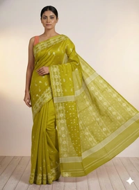 SKU1273 : Elegant Cotton Blend Jamdani Saree | Dhakai Jamdani - Hand Wash, Yes