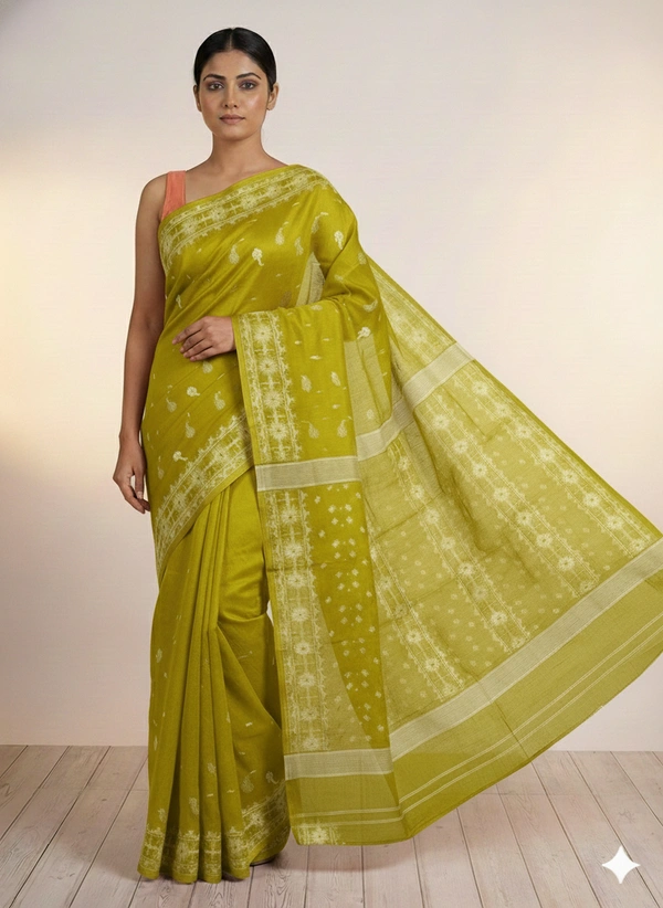 SKU1273 : Elegant Cotton Blend Jamdani Saree | Dhakai Jamdani - Hand Wash, Yes