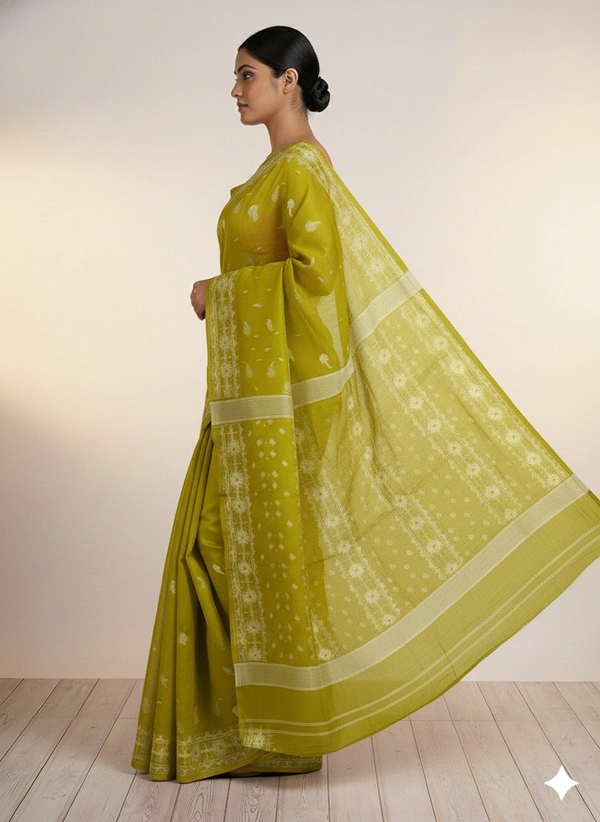 SKU1273 : Elegant Cotton Blend Jamdani Saree | Dhakai Jamdani - Hand Wash, Yes