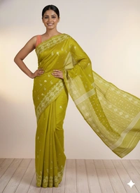SKU1273 : Elegant Cotton Blend Jamdani Saree | Dhakai Jamdani - Hand Wash, Yes