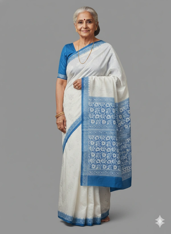 SKU1036 : Mulmul Cotton Saree, Lightweight saree - Hand Wash, No