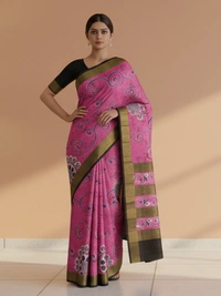 SKU0816: Elegant Pure Tussar Silk Saree – Handwoven | Jori Work | Kalamkari - Kalamkari, Dry Wash Only, Yes