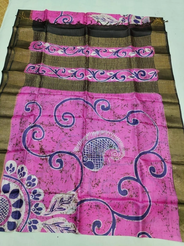 SKU0816: Elegant Pure Tussar Silk Saree – Handwoven | Jori Work | Kalamkari - Kalamkari, Dry Wash Only, Yes