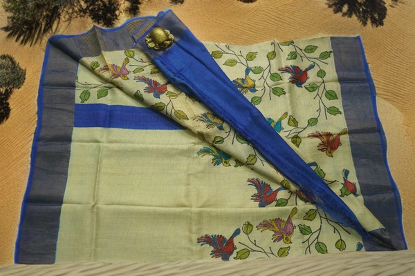 SKU0719 : Pure Silk Saree – Handwoven Bengal Traditional | Table dye | Block printing - Dry Clean Only, Yes