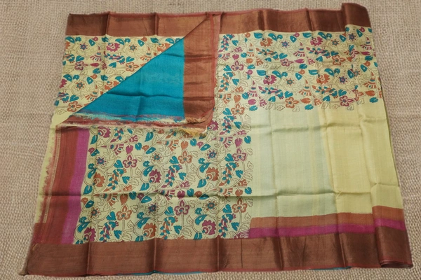 SKU0722 : Pure Silk Saree – Handwoven Bengal Traditional | Table dye | Block printing - Dry Clean Only, Yes
