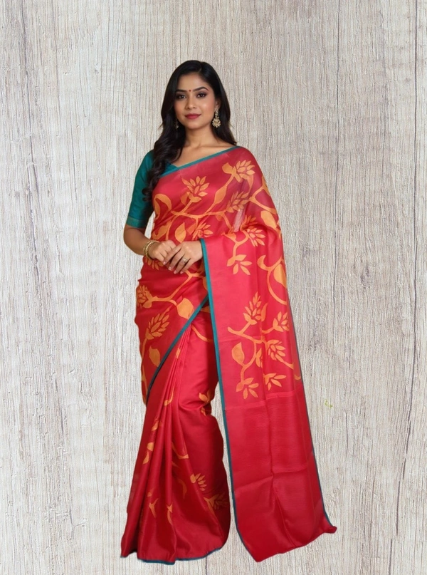 SKU0217 : Elegant Pure Resham Silk Saree – Traditional Handwoven Ethnic Wear  - Rani Pink, Vertical, Dry Wash, Yes