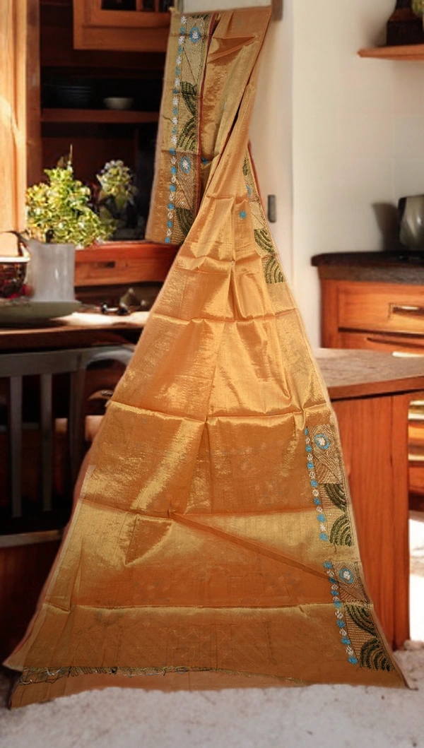 SKU0234 : Pure  Cotton Saree – Handwoven, Lightweight & Breathable Fabric | Lambani Work - Yellow, Hand Wash, Yes