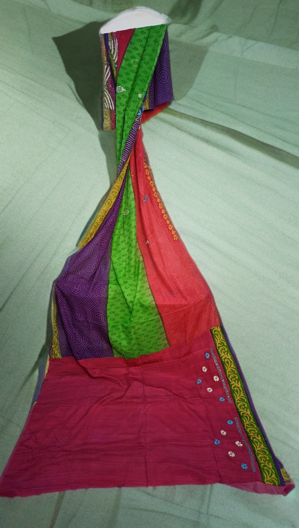 SKU0235 : Elegant Lightweight Chiffon Saree for Women – Soft & Flowing Fabric | Silk Lambani - Multi Colour, Block Print, Hand Wash, Yes