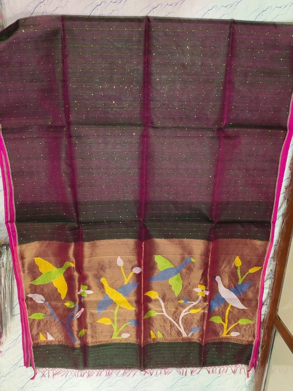 SKU0265 : Pure Silk Paithani Mulberry Silk Saree – Handwoven Traditional Elegance Shape - Black, Bird Motif, Hand Wash, Yes