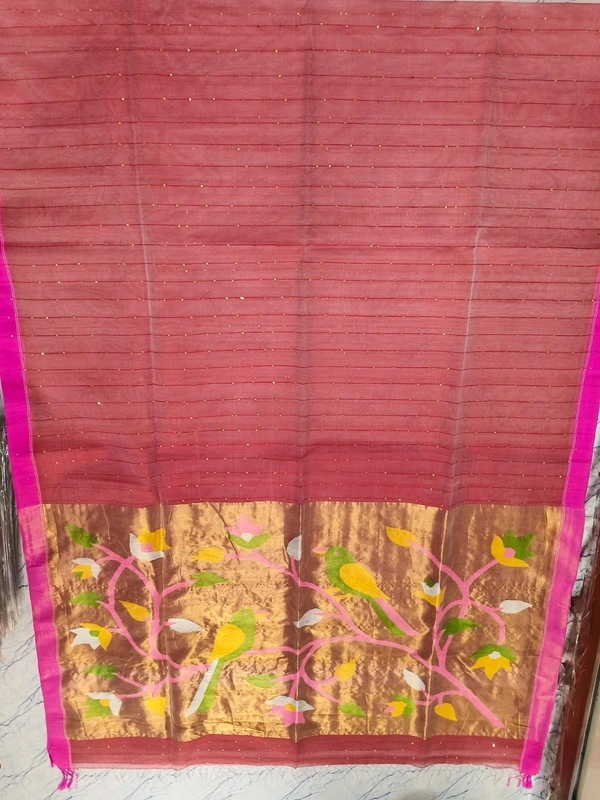SKU0268 :  Pure Silk Paithani Mulberry Silk Saree – Handwoven Traditional Elegance Shape - Bird Motif, Hand Wash, Yes
