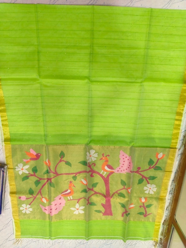  SKU0270 : Pure Silk Paithani Mulberry Silk Saree – Handwoven Traditional Elegance Shape - Green, Bird Motif, Hand Wash, Yes