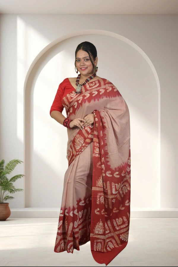 SKU-0734 : Pure Cotton Batik Saree – Handcrafted, Soft & Elegant - Hand Wash Only, No