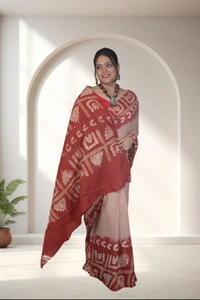 SKU-0734 : Pure Cotton Batik Saree – Handcrafted, Soft & Elegant - Hand Wash Only, No
