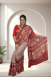 SKU-0734 : Pure Cotton Batik Saree – Handcrafted, Soft & Elegant - Hand Wash Only, No
