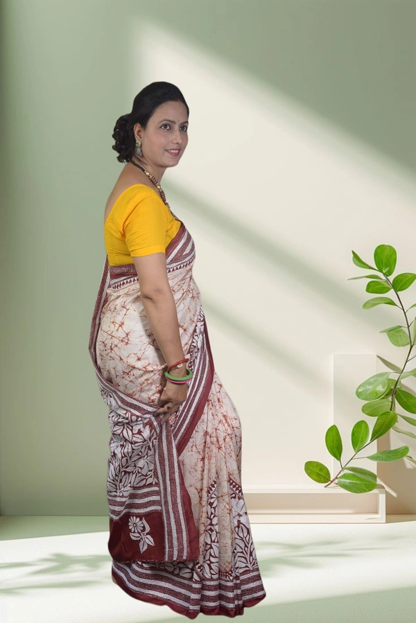 SKU-0735 : Handcrafted Pure Silk Kantha Stitch Saree – Elegant Traditional Wear - Dry Wash, Yes