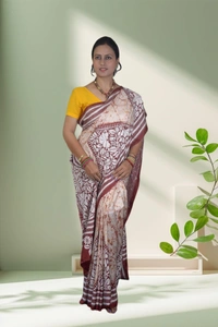 SKU-0735 : Handcrafted Pure Silk Kantha Stitch Saree – Elegant Traditional Wear - Dry Wash, Yes