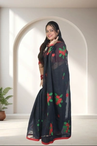 SKU-0736 : Elegant Pure Cotton Saree – Lightweight & Comfortable Daily Wear - Dry Wash, Yes