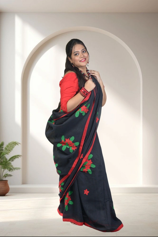 SKU-0736 : Elegant Pure Cotton Saree – Lightweight & Comfortable Daily Wear - Dry Wash, Yes