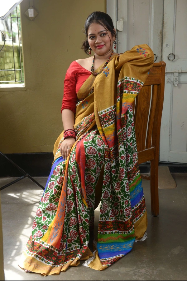 SKU-0738 : Elegant Pure Silk Saree – Handwoven, Soft & Luxurious Drape - Dry Wash, Yes