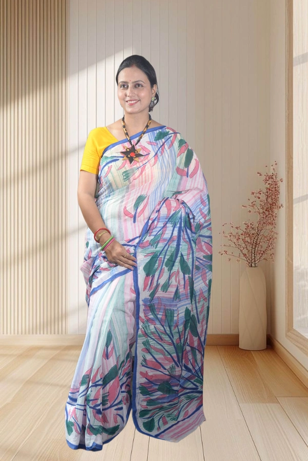 SKU-0739 : Pure Cotton Batik Saree – Handcrafted & Lightweight Traditional Wear - Hand Wash Only, No