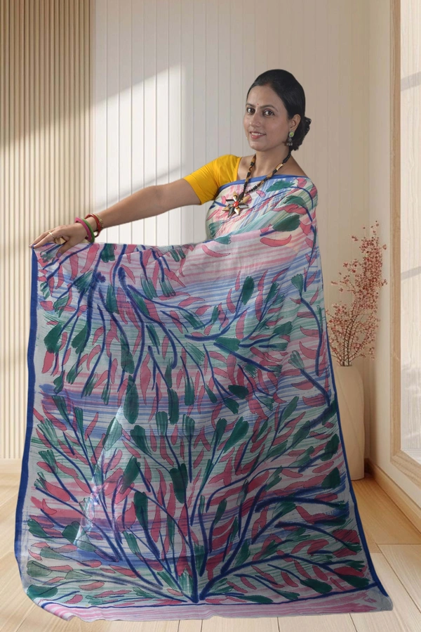 SKU-0739 : Pure Cotton Batik Saree – Handcrafted & Lightweight Traditional Wear - Hand Wash Only, No