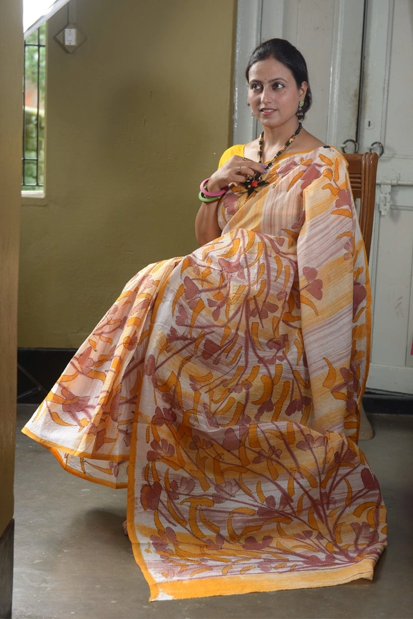 SKU-0740 : Pure Cotton Batik Saree – Handcrafted & Lightweight Traditional Wear - Hand Wash Only, No