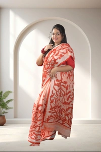 AKU0741 : Pure Cotton Batik Saree – Handcrafted & Lightweight Traditional Wear - Hand Wash Only, No
