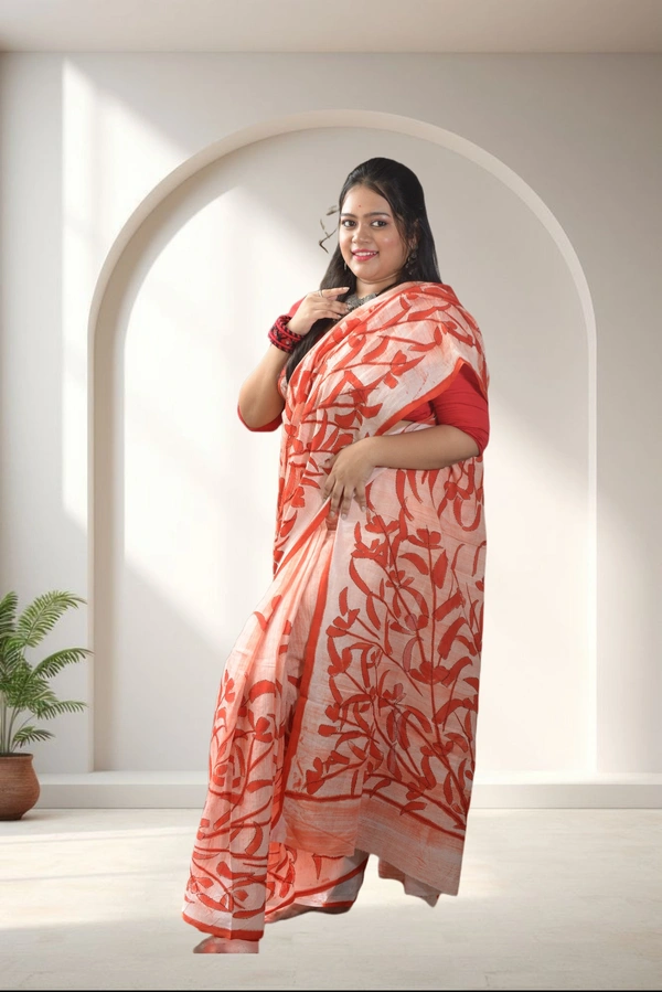 AKU0741 : Pure Cotton Batik Saree – Handcrafted & Lightweight Traditional Wear - Hand Wash Only, No