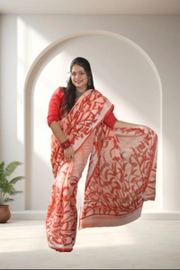 AKU0741 : Pure Cotton Batik Saree – Handcrafted & Lightweight Traditional Wear - Hand Wash Only, No