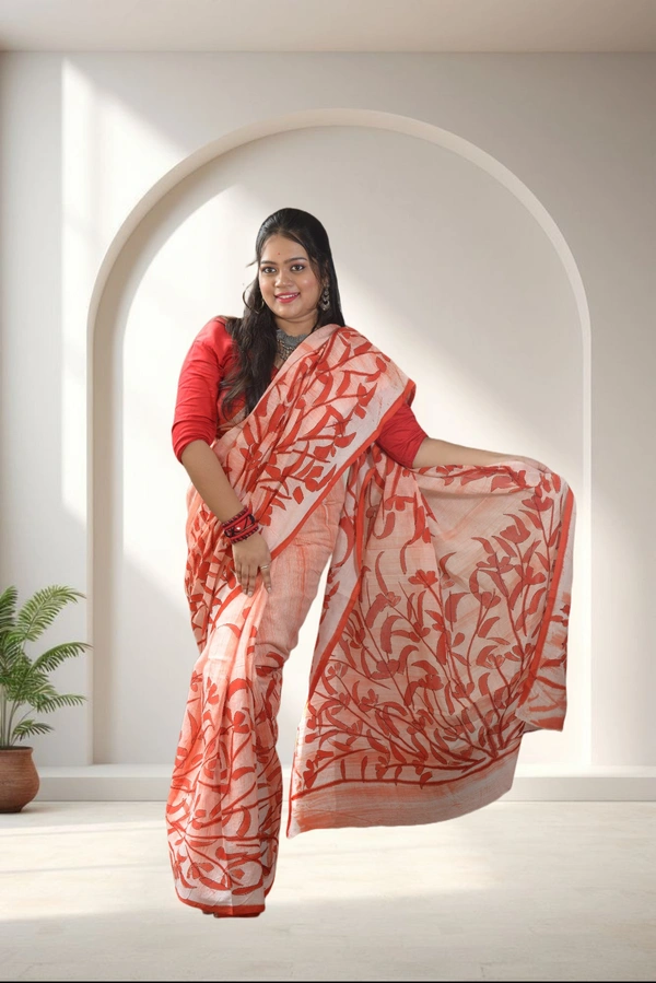 AKU0741 : Pure Cotton Batik Saree – Handcrafted & Lightweight Traditional Wear - Hand Wash Only, No