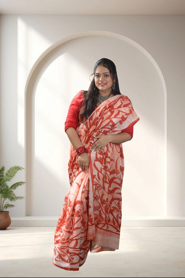 AKU0741 : Pure Cotton Batik Saree – Handcrafted & Lightweight Traditional Wear - Hand Wash Only, No