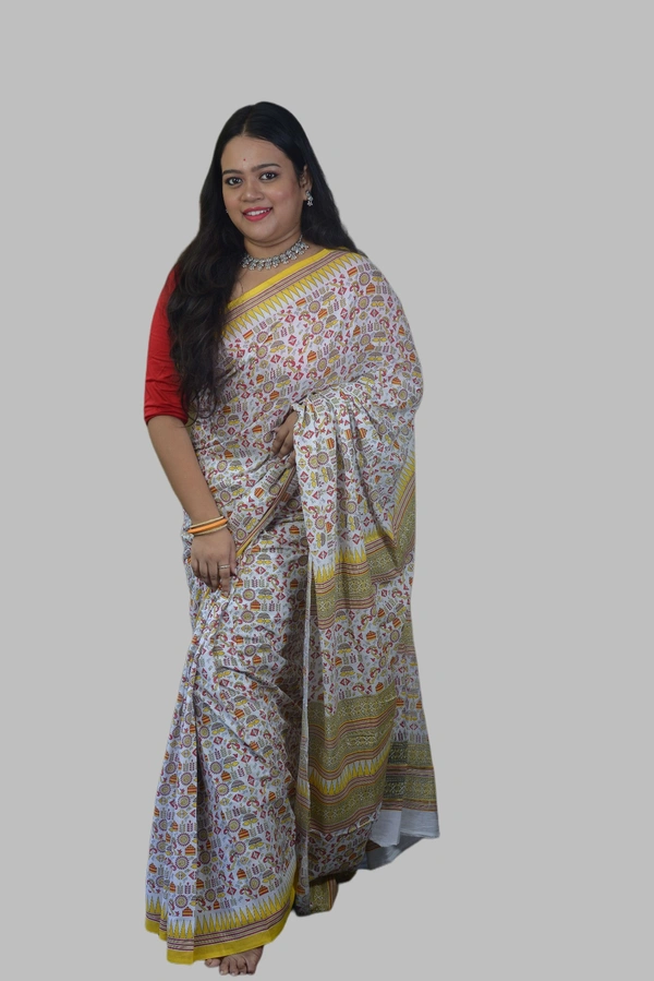 SKU-0724 :  Pure Cotton Saree – Handwoven, Lightweight & Breathable Fabric - Hand Wash Only, No