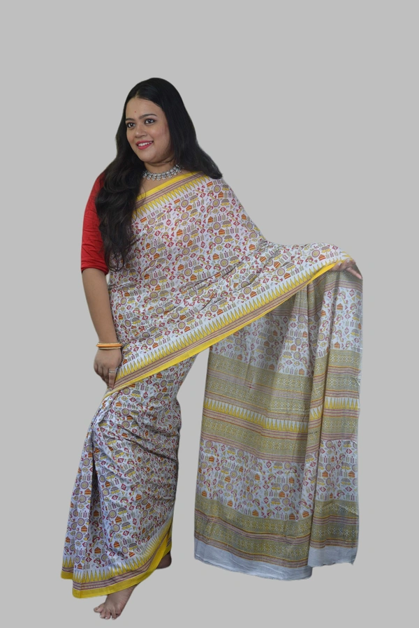 SKU-0724 :  Pure Cotton Saree – Handwoven, Lightweight & Breathable Fabric - Hand Wash Only, No