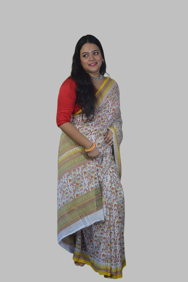 SKU-0724 :  Pure Cotton Saree – Handwoven, Lightweight & Breathable Fabric - Hand Wash Only, No