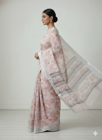 SKU1314 : Elegant Pure Linen Saree – Lightweight, Breathable & Handwoven Elegance - Hand Wash, Yes