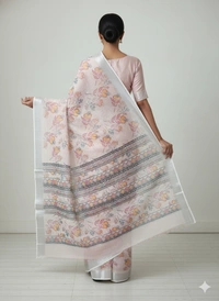 SKU1314 : Elegant Pure Linen Saree – Lightweight, Breathable & Handwoven Elegance - Hand Wash, Yes