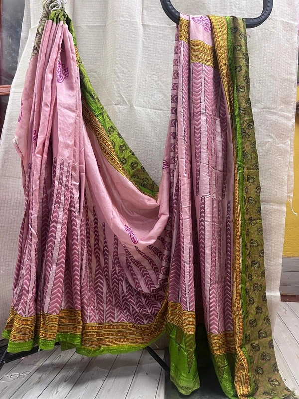 SKU0765 : Pure Silk Kantha Stitch Saree – Handcrafted Bengal - Normal Length 6.3 mtr Plus, Magenta, Kantha Stitch, Dry Clean Only, Yes