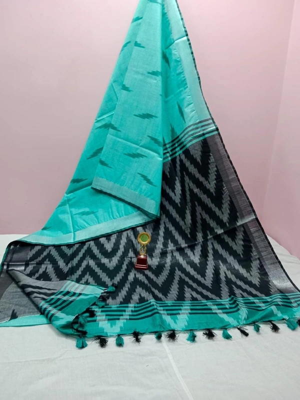 SKU0776 :  Traditional Pure Cotton Katki Tant – Soft, Lightweight & Handwoven for Elegant Look - Normal Length 6.3 mtr Plus, SeaBlue, Buti / Booti, Soft wash, Yes