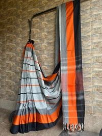  SKU0797 : Elegant Handwoven Khadi Cotton Saree – Lightweight & Breathable Traditional Wear - Hand Wash, No