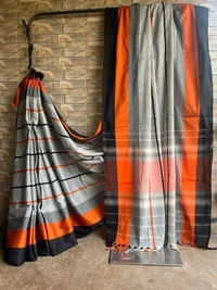  SKU0797 : Elegant Handwoven Khadi Cotton Saree – Lightweight & Breathable Traditional Wear - Hand Wash, No