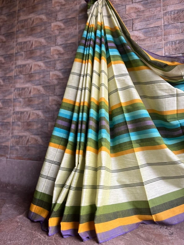 SKU0799 : Elegant Handwoven Khadi Cotton Saree – Lightweight & Breathable Traditional Wear - Hand Wash, Yes