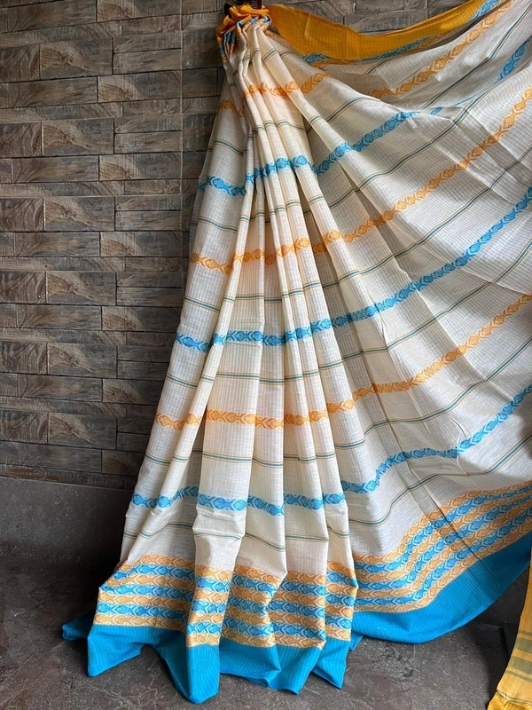 SKU0800 : Elegant Handwoven Khadi Cotton Saree – Lightweight & Breathable Traditional Wear - Hand Wash, No