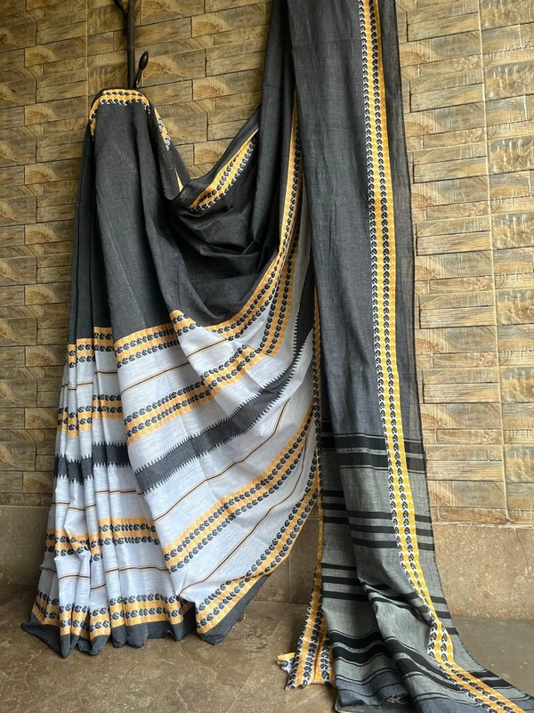 SKU0801 : Elegant Handwoven Khadi Cotton Saree – Lightweight & Breathable Traditional Wear - Hand Wash, Yes