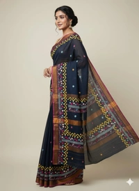 SKU1119 : Elegant Pure Resham Silk Saree – Gujrati Lambani Handwoven Ethnic Wear - Dry wash, Yes