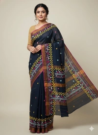 SKU1119 : Elegant Pure Resham Silk Saree – Gujrati Lambani Handwoven Ethnic Wear - Dry wash, Yes
