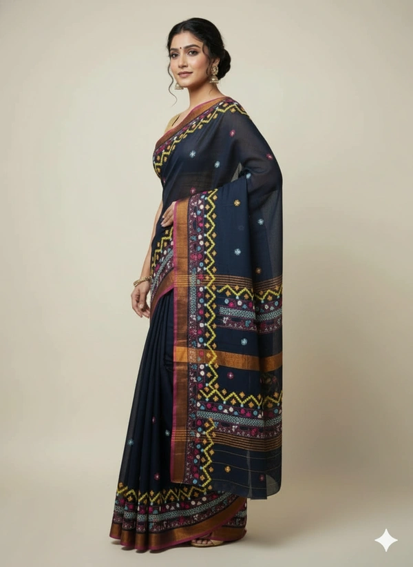 SKU1119 : Elegant Pure Resham Silk Saree – Gujrati Lambani Handwoven Ethnic Wear - Dry wash, Yes
