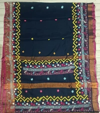 SKU1119 : Elegant Pure Resham Silk Saree – Gujrati Lambani Handwoven Ethnic Wear - Dry wash, Yes