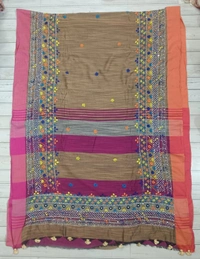 SKU1120 : Elegant Handwoven Bhagalpuri Saree – Lambani Work - Dry Wash, Yes