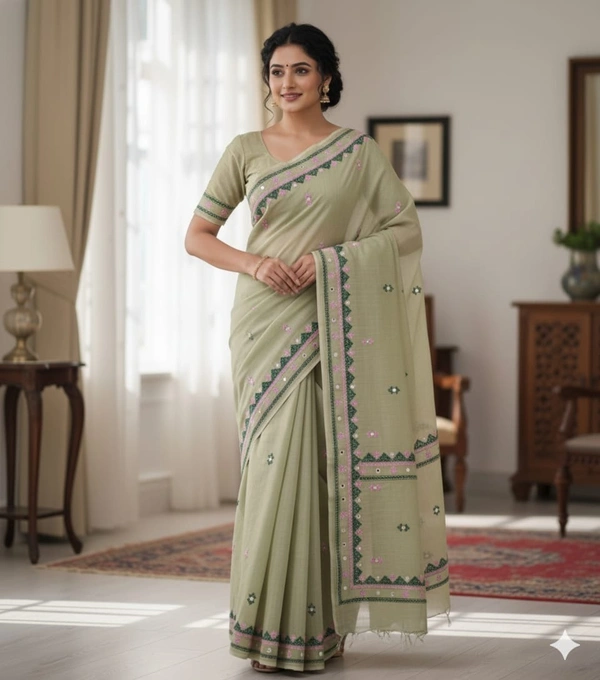 SKU1122 : Dhanekhali Tant Pure Handloom Cotton Saree – Handwoven, Lightweight & Breathable Fabric - Dry Wash, Yes