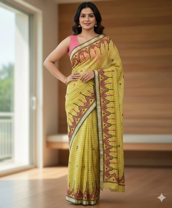 SKU1123 : Dhanekhali Tant Pure Handloom Cotton Saree – Handwoven, Lightweight & Breathable Fabric - Dry Wash, Yes